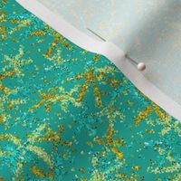 Blue + gold sparkly stars on sea green by Su_G_©SuSchaefer