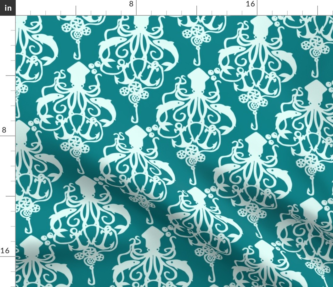 Squid Damask Deep Aqua