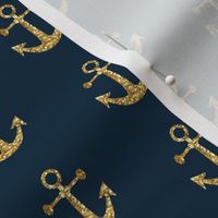 Anchors Aweigh in Gold Glitter on Navy / Mini