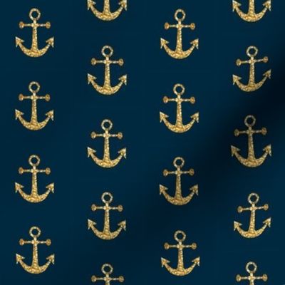 Anchors Aweigh in Gold Glitter on Navy / Mini