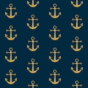 Anchors Aweigh in Gold Glitter on Navy / Mini