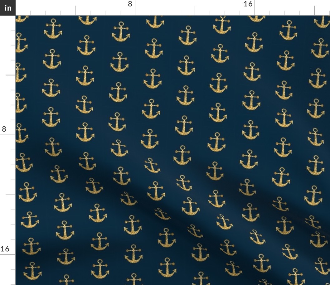 Anchors Aweigh in Gold Glitter on Navy / Mini