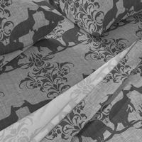 Kissing Kangaroo Damask ~ Grey Linen Luxe