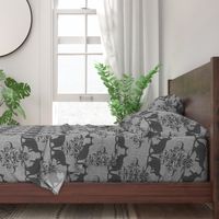 Kissing Kangaroo Damask ~ Grey Linen Luxe