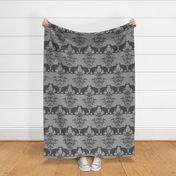 Kissing Kangaroo Damask ~ Grey Linen Luxe