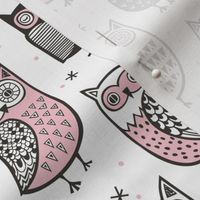 Owls Owl Black&White with Pink