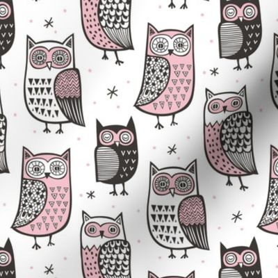 Owls Owl Black&White with Pink