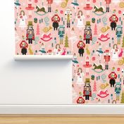 nutcracker ballet // nutcracker christmas fabric xmas holiday christmas ballet pink xmas holiday fabric