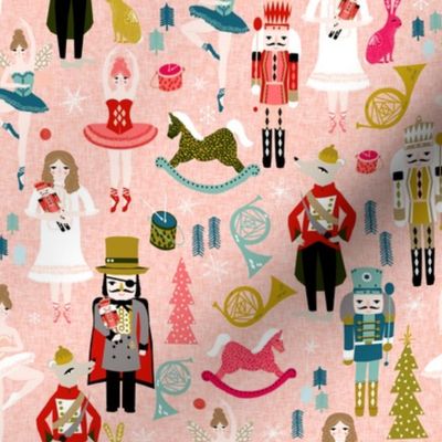 nutcracker ballet // nutcracker christmas fabric xmas holiday christmas ballet pink xmas holiday fabric