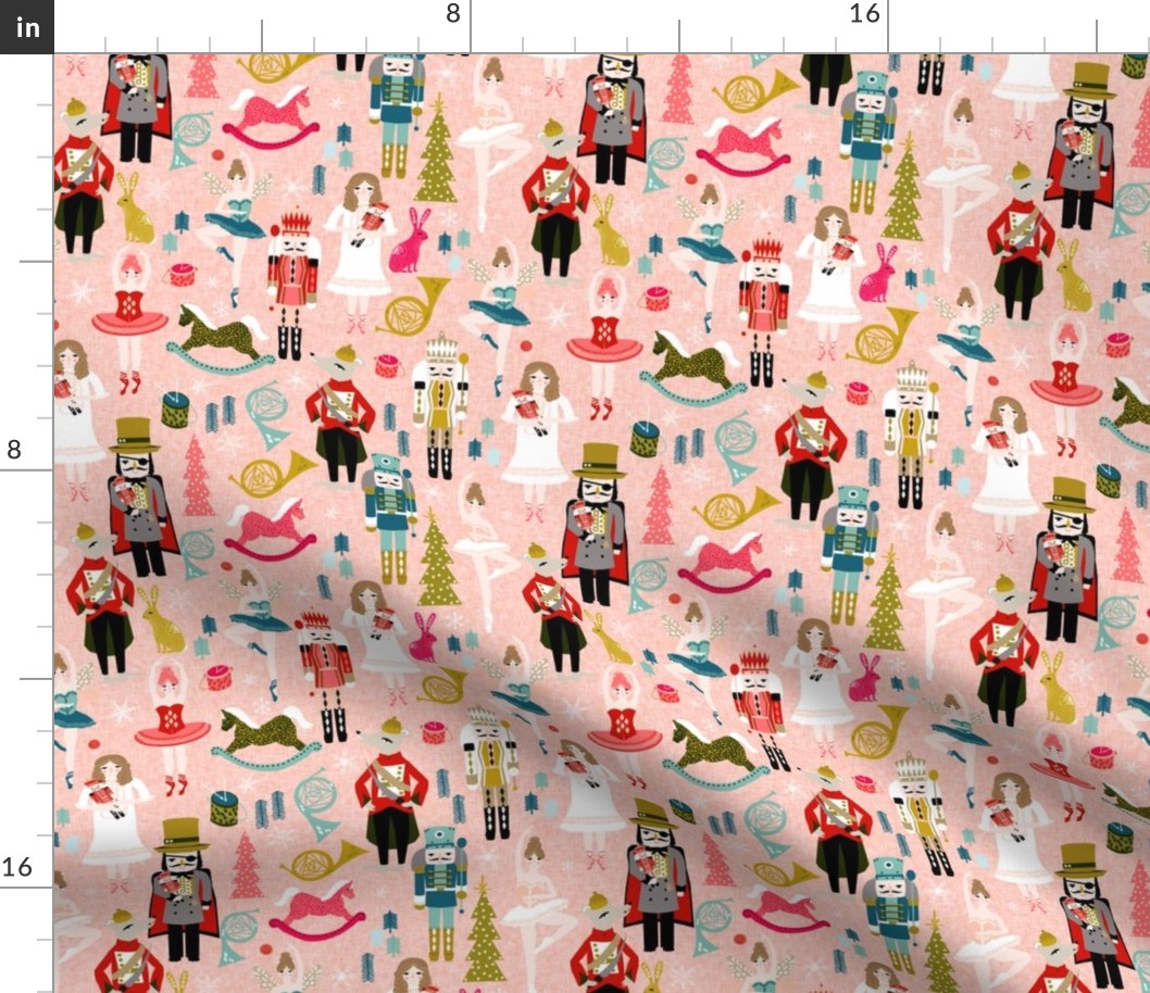 nutcracker ballet // nutcracker christmas fabric xmas holiday christmas ballet pink xmas holiday fabric