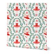 nutcracker ballerina // nutcracker ballet nutcracker christmas xmas holiday xmas red and pink ballet christmas fabric by andrea lauren