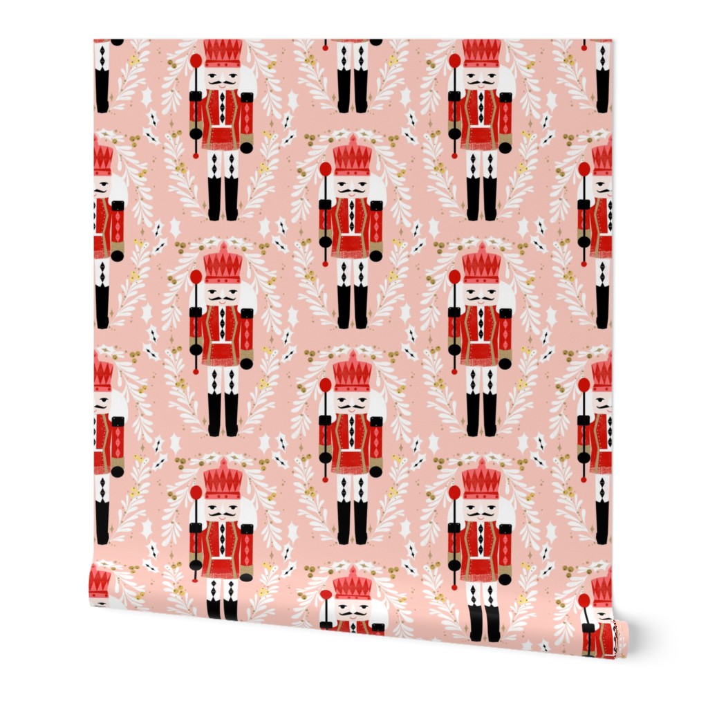 nutcracker fabric // pink and red nutcrackers holiday xmas christmas fabric christmas andrea lauren christmas fabric