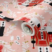 nutcracker fabric // pink and red nutcrackers holiday xmas christmas fabric christmas andrea lauren christmas fabric