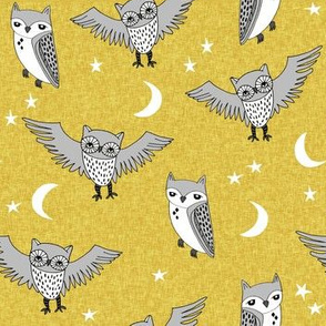 owl // mustard and grey kids nursery baby stars