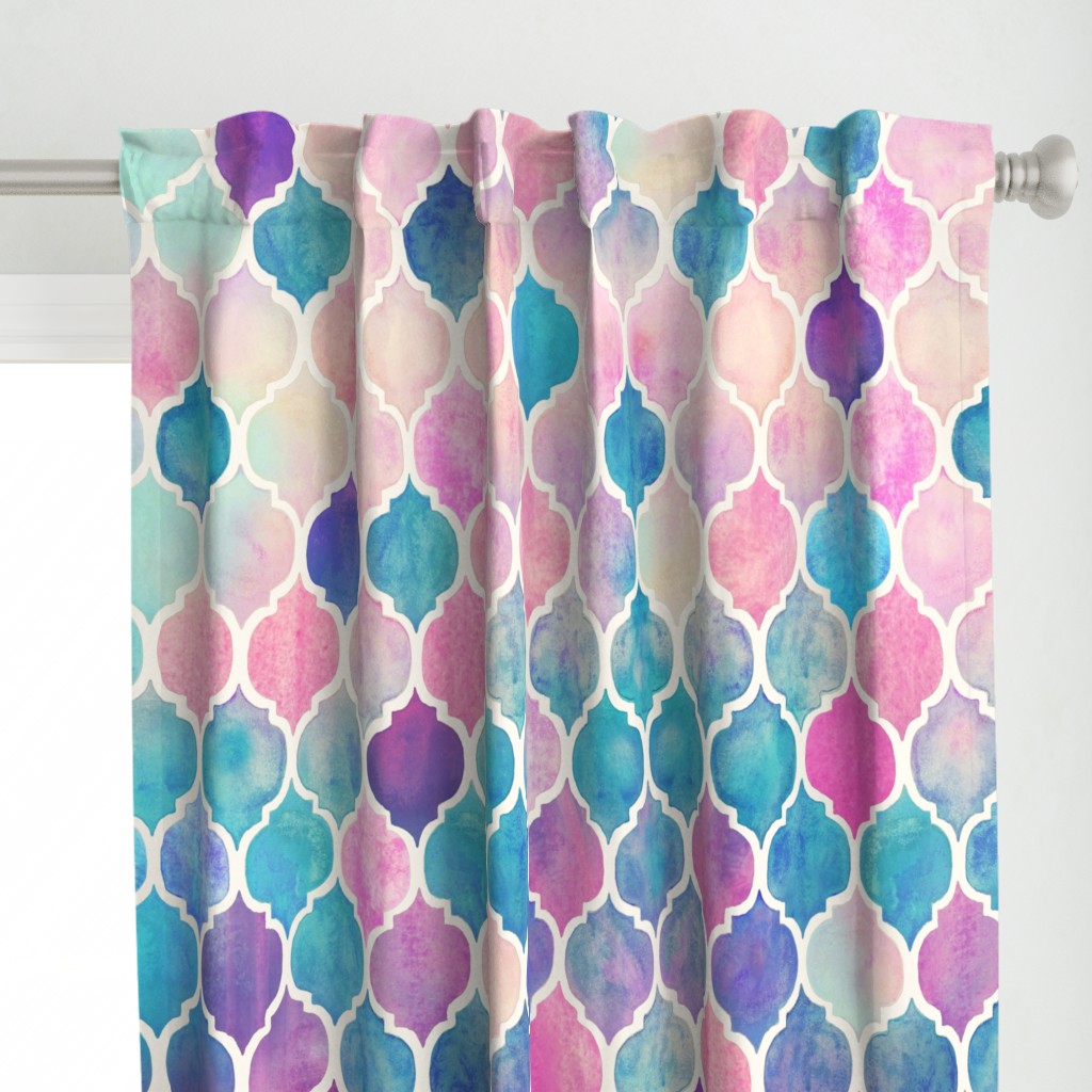 Rainbow Pastel Watercolor Moroccan Pattern - large