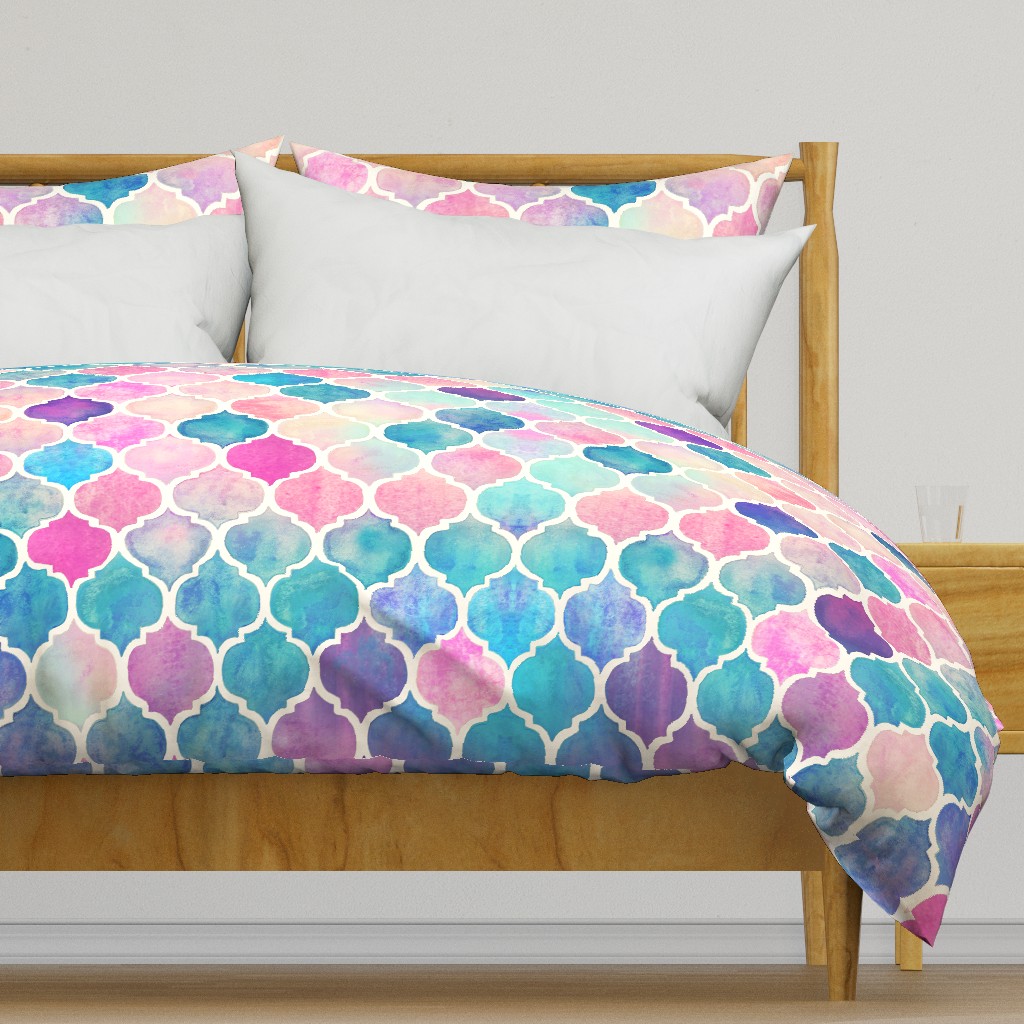 Rainbow Pastel Watercolor Moroccan Pattern - large