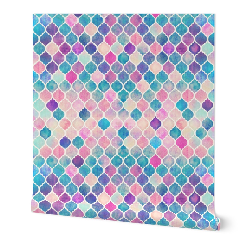 Rainbow Pastel Watercolor Moroccan Pattern - large