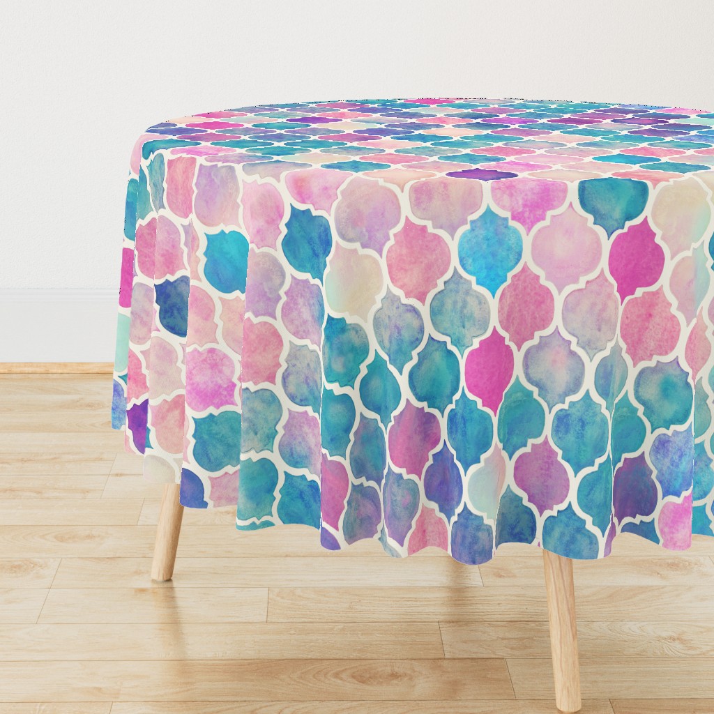 Rainbow Pastel Watercolor Moroccan Pattern - large