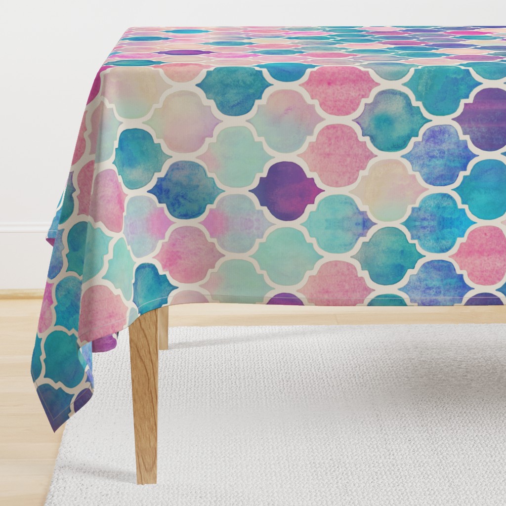 Rainbow Pastel Watercolor Moroccan Pattern - large