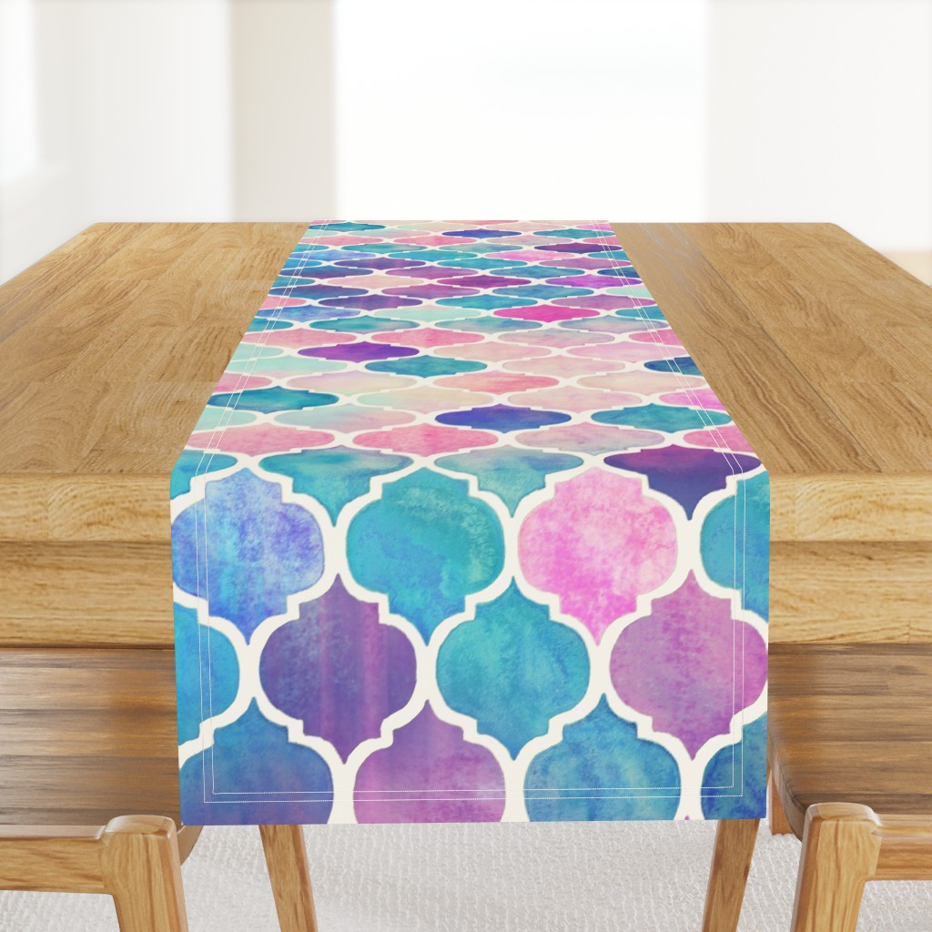 Rainbow Pastel Watercolor Moroccan Pattern - large