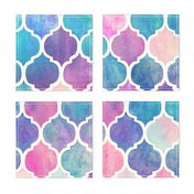 Rainbow Pastel Watercolor Moroccan Pattern - large