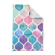 Rainbow Pastel Watercolor Moroccan Pattern - large