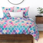 Rainbow Pastel Watercolor Moroccan Pattern - large