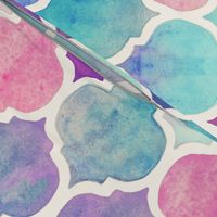 Rainbow Pastel Watercolor Moroccan Pattern - large