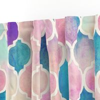 Rainbow Pastel Watercolor Moroccan Pattern - large