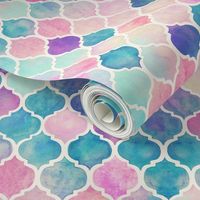 Rainbow Pastel Watercolor Moroccan Pattern - large