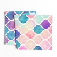 Rainbow Pastel Watercolor Moroccan Pattern - large