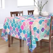 Rainbow Pastel Watercolor Moroccan Pattern - large