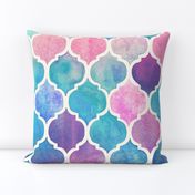 Rainbow Pastel Watercolor Moroccan Pattern - large