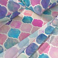 Rainbow Pastel Watercolor Moroccan Pattern - large