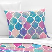 Rainbow Pastel Watercolor Moroccan Pattern - large