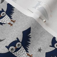 owl // stars moon night owl grey navy kids