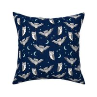 owl // moon stars sky night navy mint grey nursery cute 