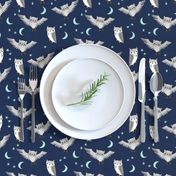 owl // moon stars sky night navy mint grey nursery cute 