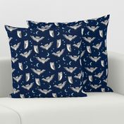 owl // moon stars sky night navy mint grey nursery cute 