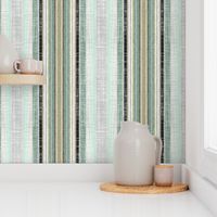 Celadon and gray faux linen ticking stripe