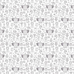 happy halloween characters pattern white 