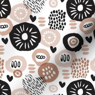 Retro flower blossom cute gender neutral pastel black and white florals in scandinavian style