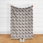 Retro flower blossom cute gender neutral pastel black and white florals in scandinavian style
