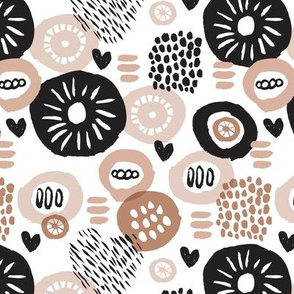 Retro flower blossom cute gender neutral pastel black and white florals in scandinavian style