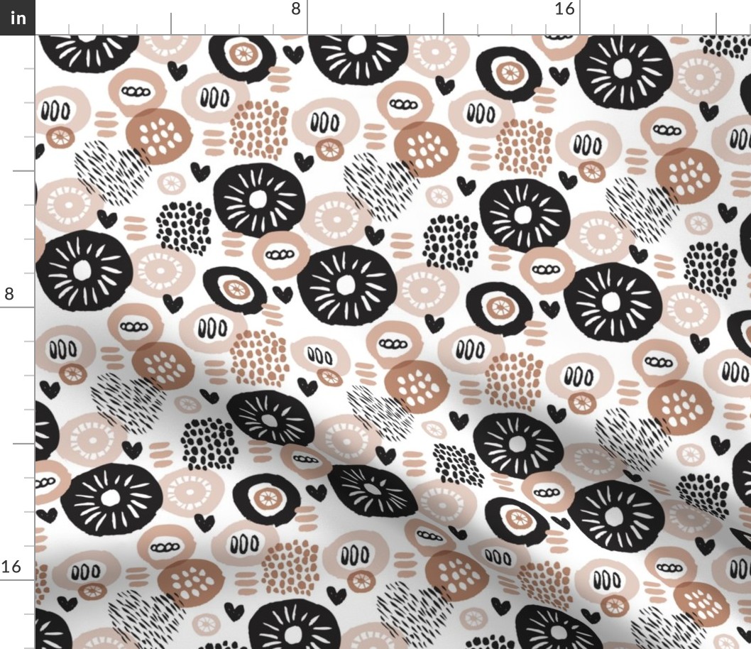 Retro flower blossom cute gender neutral pastel black and white florals in scandinavian style