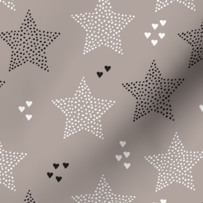 Twinkle twinkle little star cute baby nursery or christmas theme print in black white and dark night beige