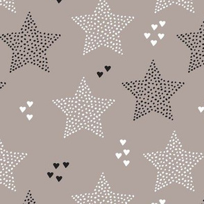 Twinkle twinkle little star cute baby nursery or christmas theme print in black white and dark night beige