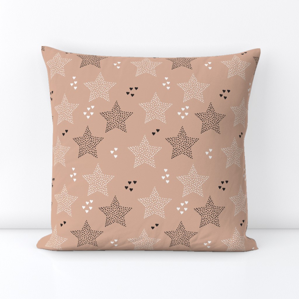 Twinkle twinkle little star cute baby nursery or christmas theme print in black white and dark night beige brown