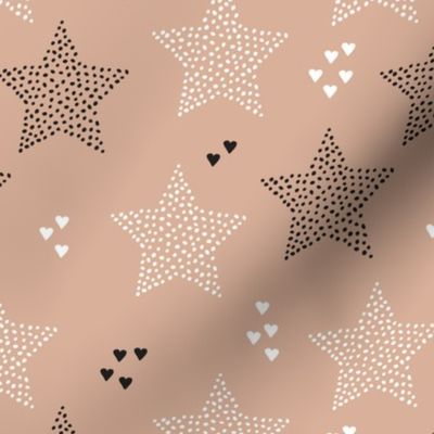 Twinkle twinkle little star cute baby nursery or christmas theme print in black white and dark night beige brown