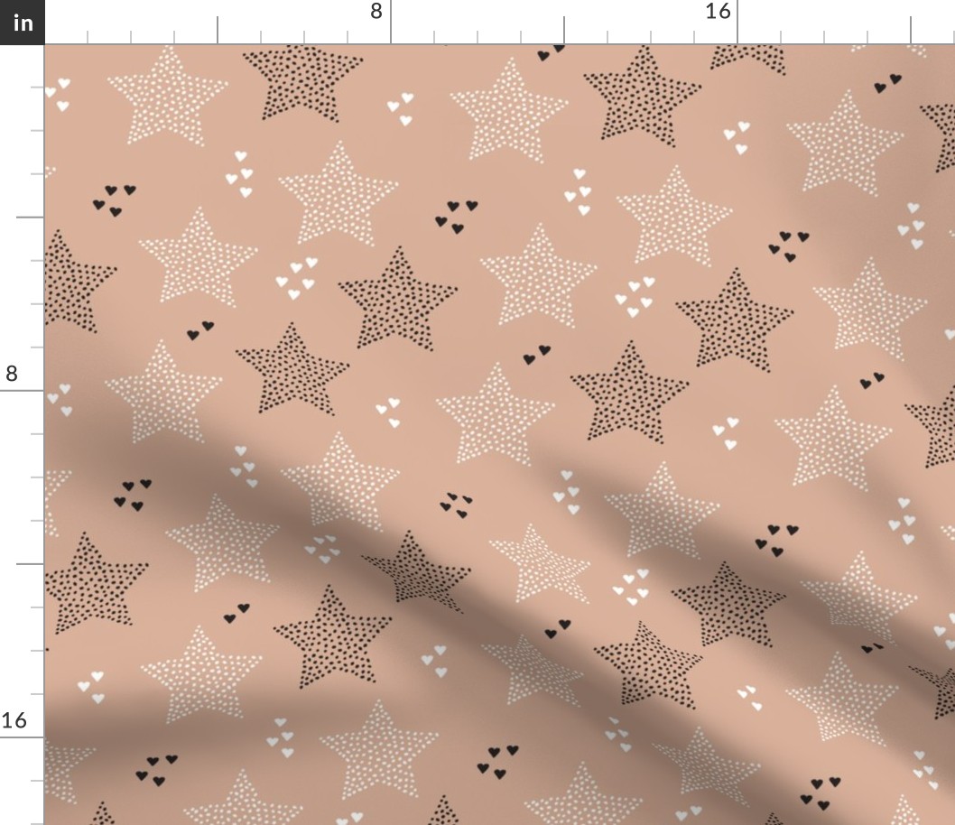 Twinkle twinkle little star cute baby nursery or christmas theme print in black white and dark night beige brown